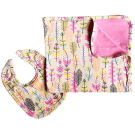 AnnLoren Baby Toddler Girls Feather Blanket & Bib Gift Set 2 pc Knit