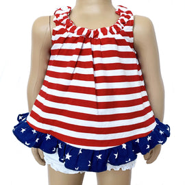 AnnLoren Baby Big Girls 4th of July Swing Stripes Stars Tank Top with